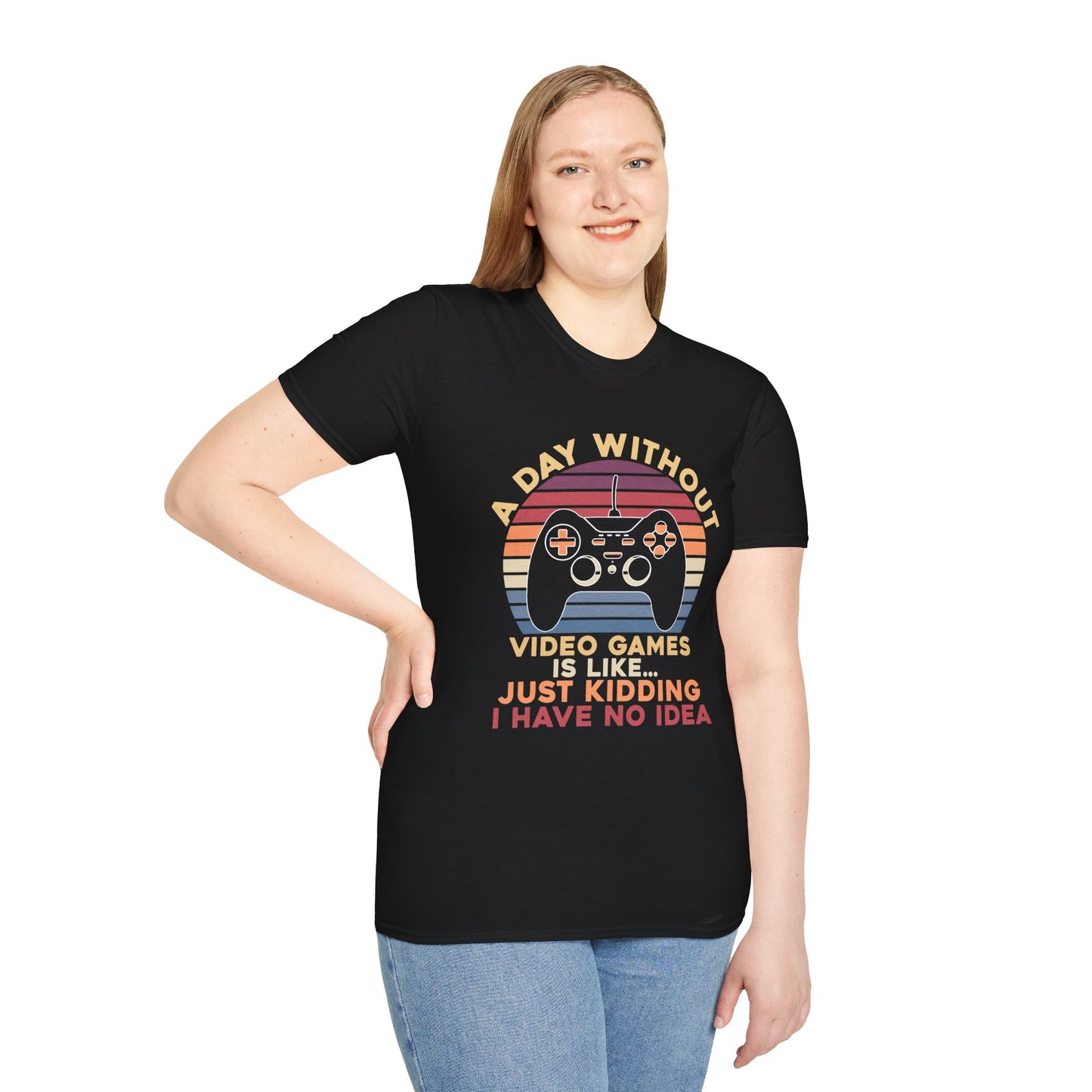 Funny Gamer T-Shirt - 'A Day Without Video Games' Unisex Softstyle Tee