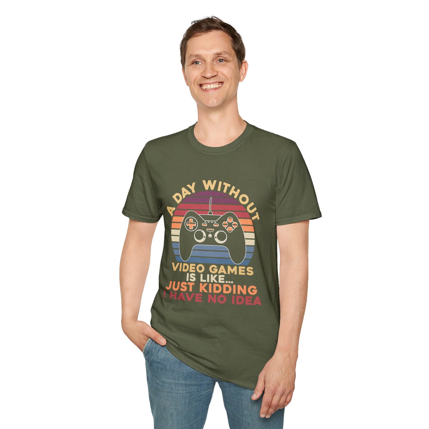 Funny Gamer T-Shirt - 'A Day Without Video Games' Unisex Softstyle Tee