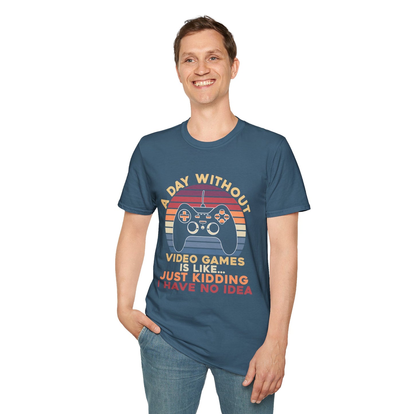 Funny Gamer T-Shirt - 'A Day Without Video Games' Unisex Softstyle Tee