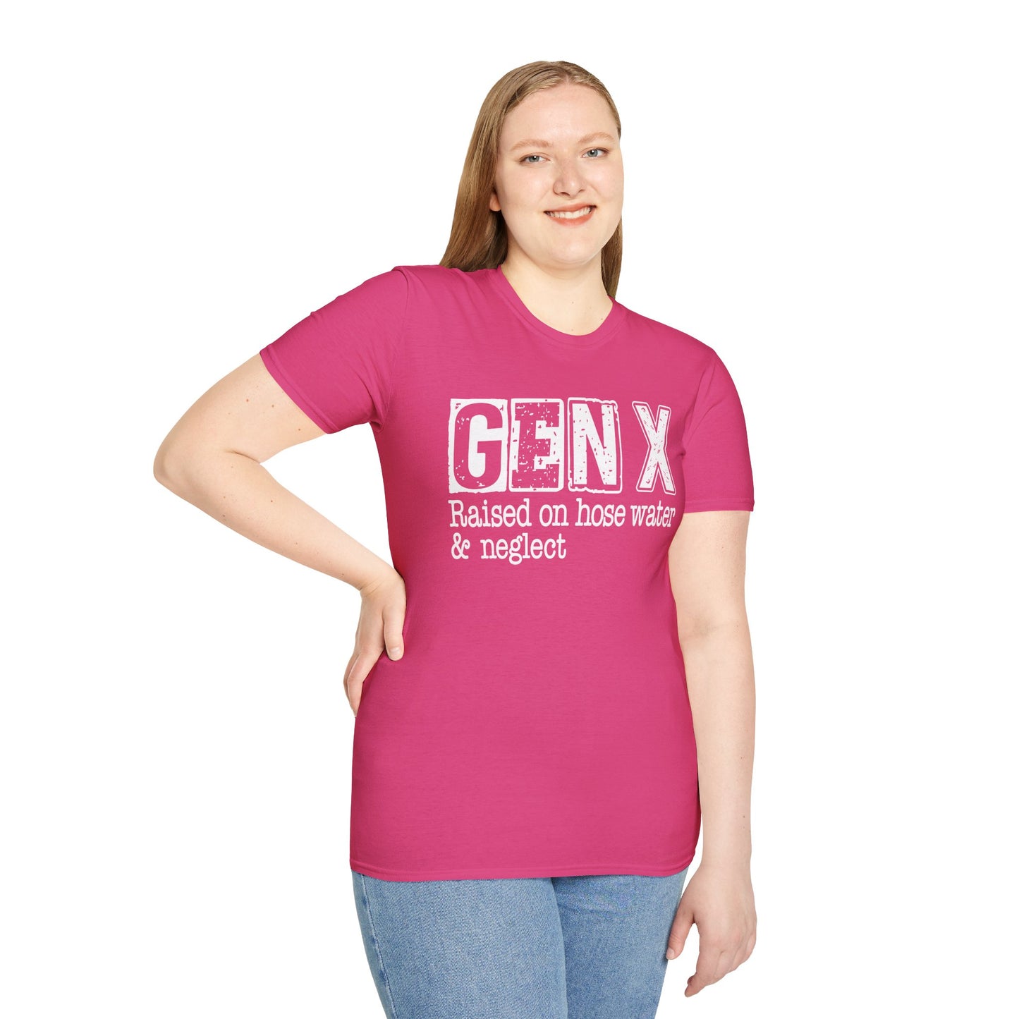 Gen X T-Shirt - Raised on Hose Water & Neglect, Unisex Softstyle Tee