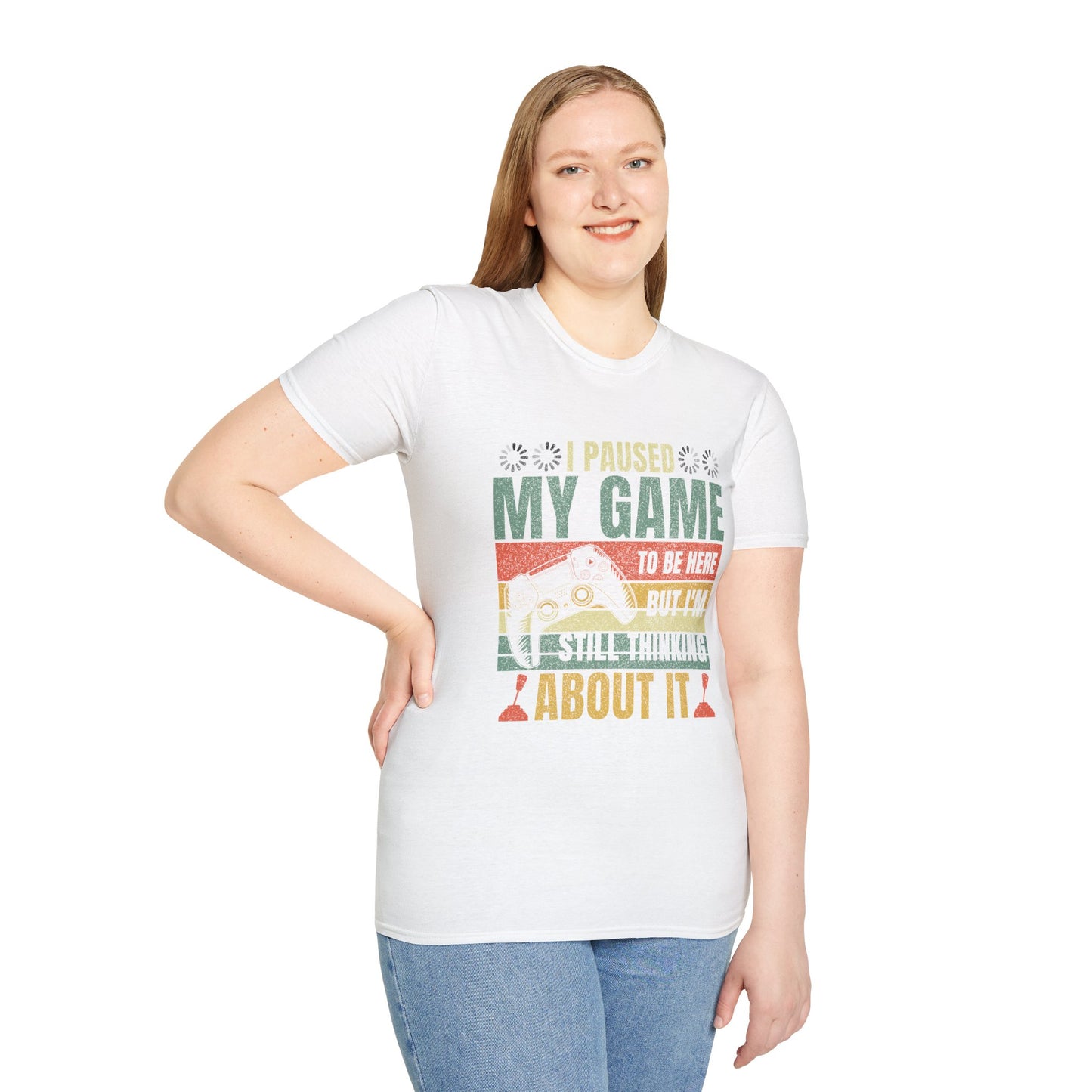 Gaming I Paused My Game To Be Here Unisex Softstyle Graphic T-Shirt