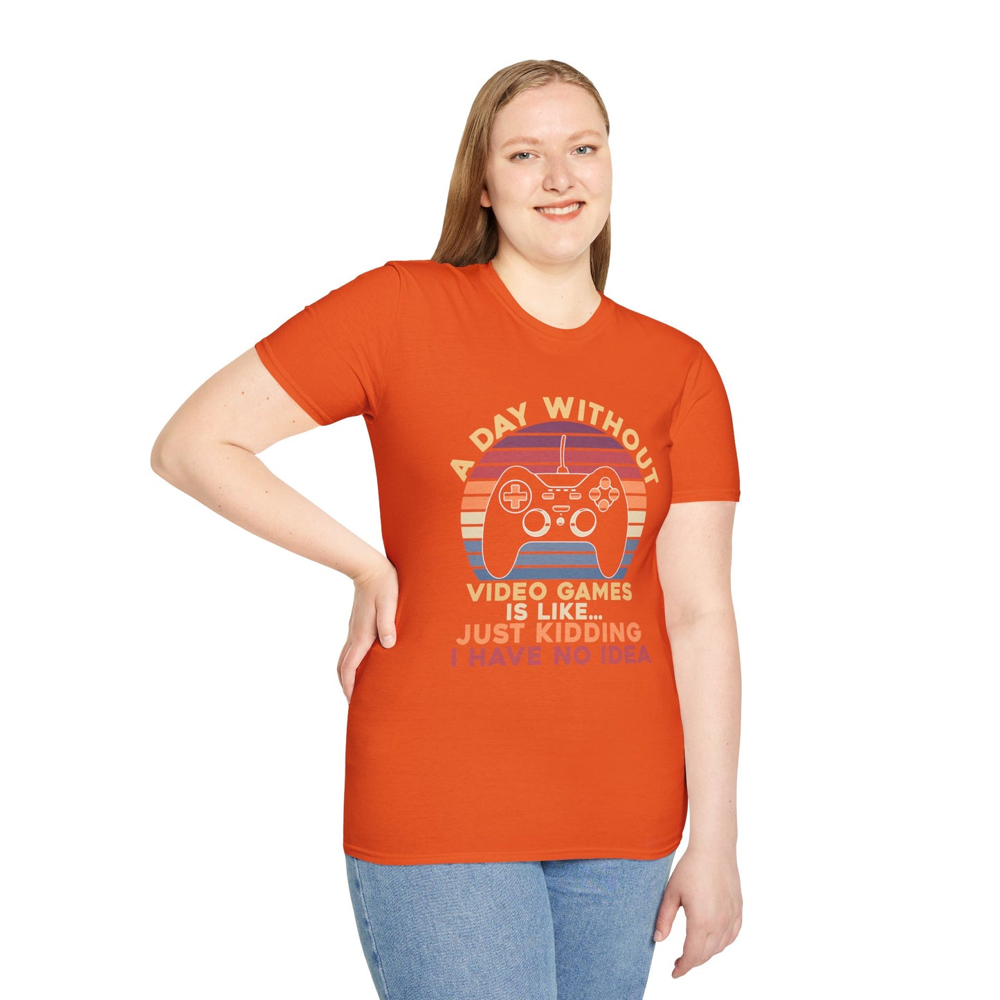 Funny Gamer T-Shirt - 'A Day Without Video Games' Unisex Softstyle Tee