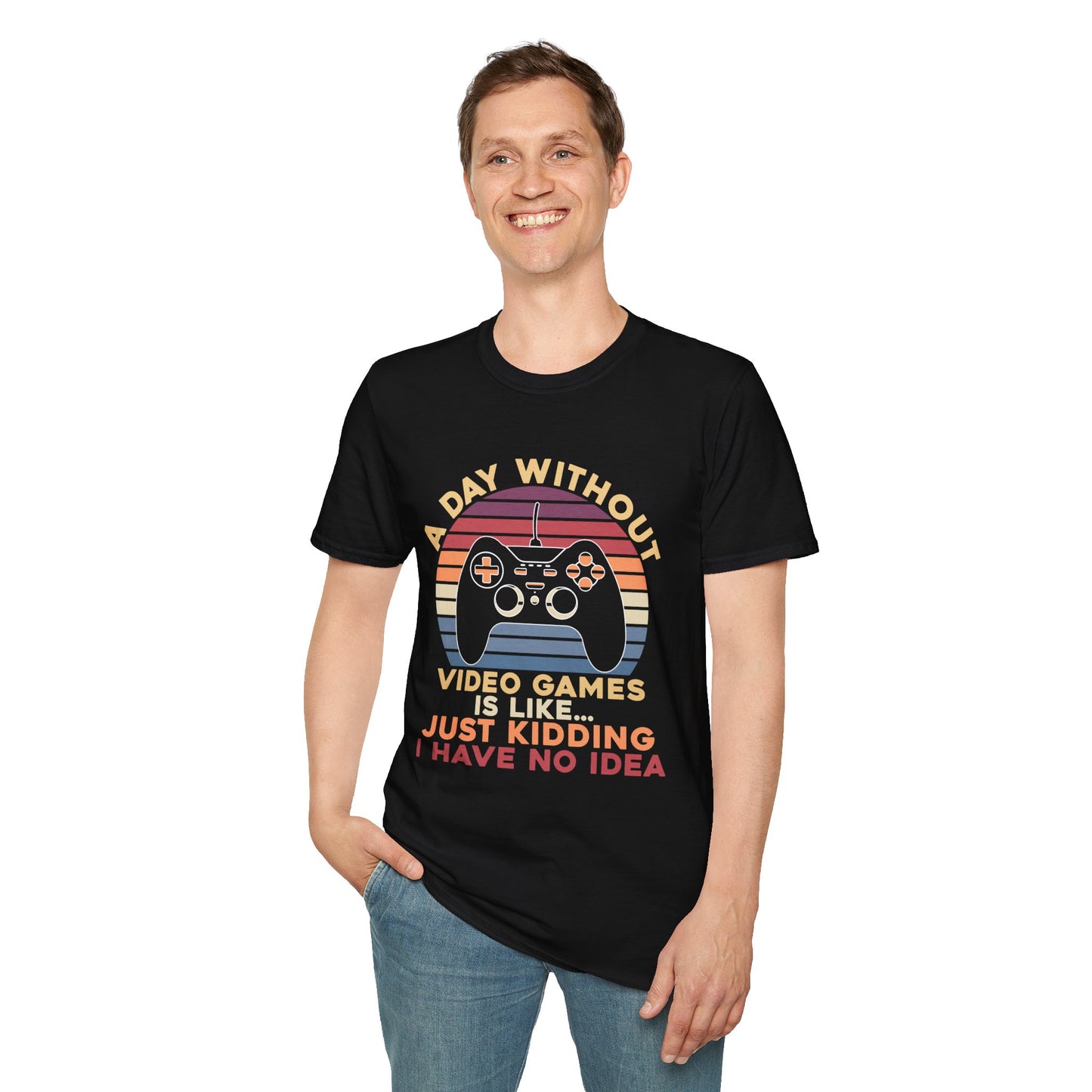 Funny Gamer T-Shirt - 'A Day Without Video Games' Unisex Softstyle Tee