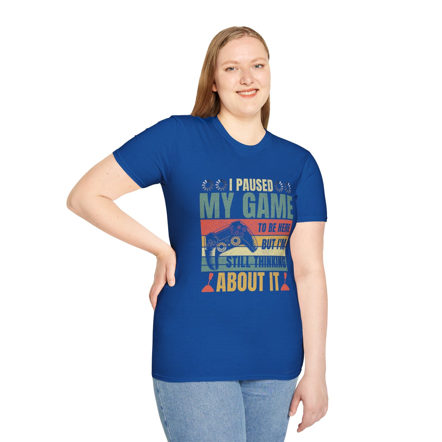Gaming I Paused My Game To Be Here Unisex Softstyle Graphic T-Shirt