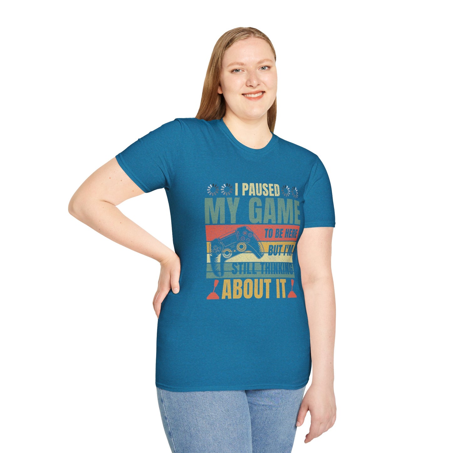 Gaming I Paused My Game To Be Here Unisex Softstyle Graphic T-Shirt