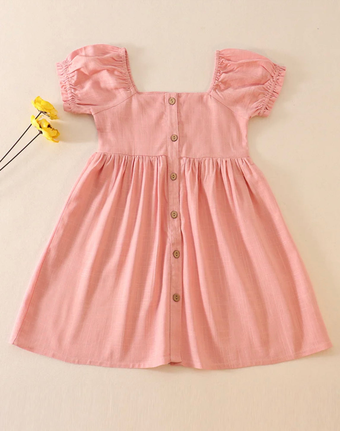 Pink Linen Button Dress