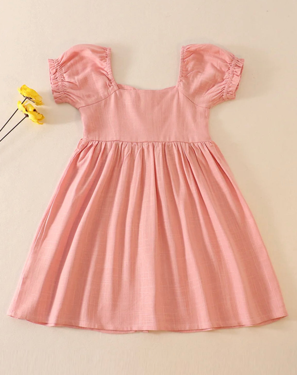 Pink Linen Button Dress