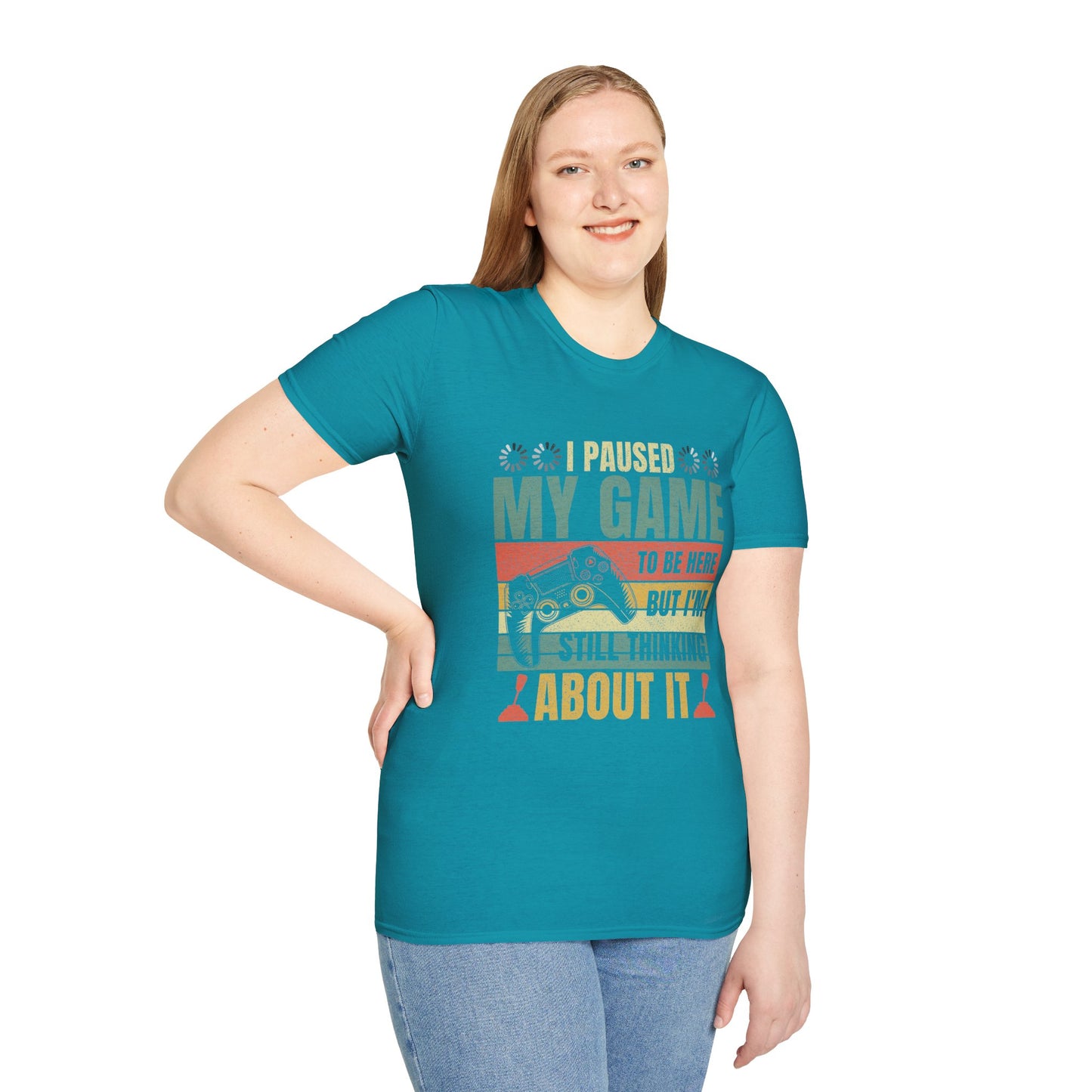 Gaming I Paused My Game To Be Here Unisex Softstyle Graphic T-Shirt