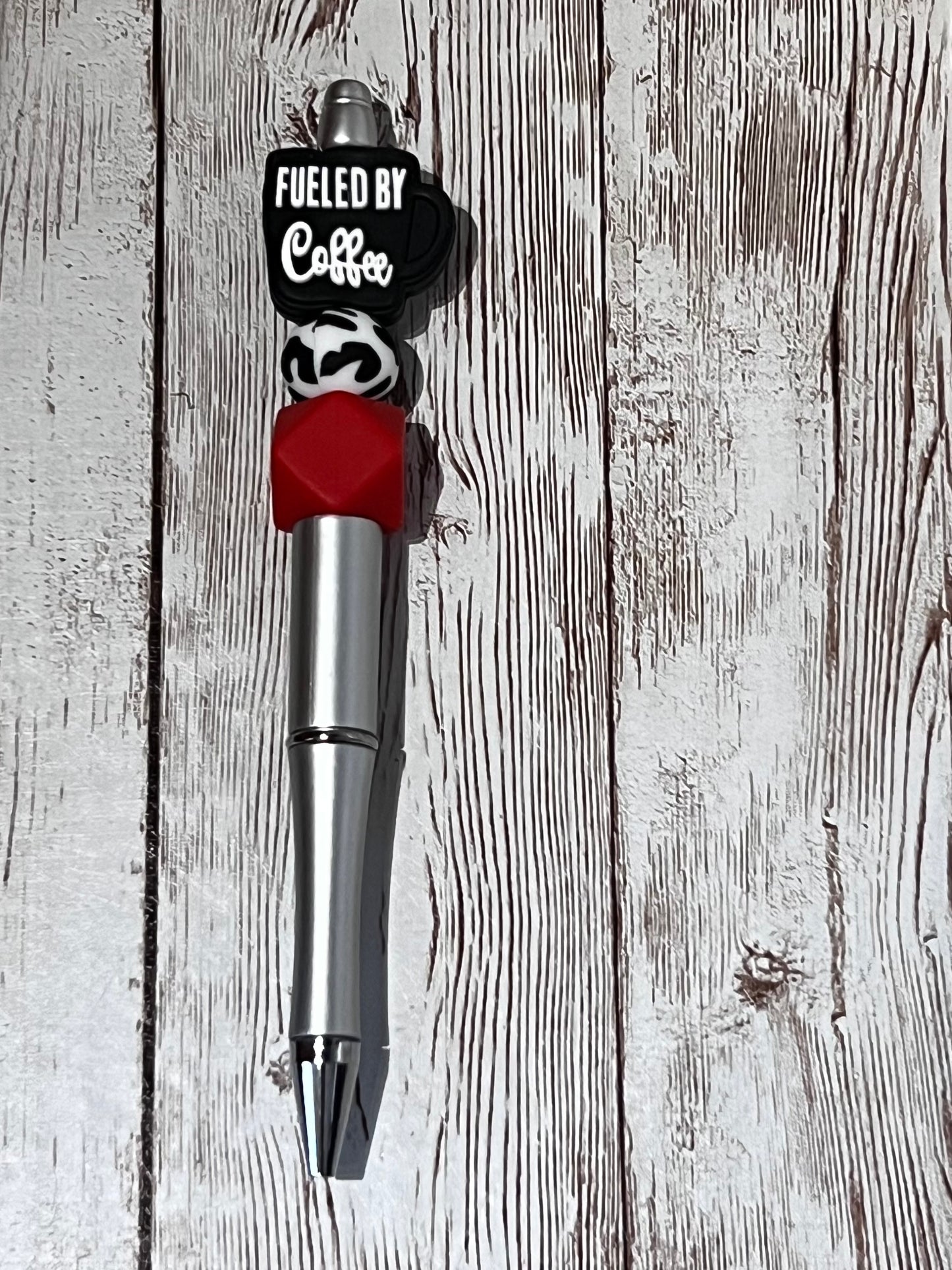 Fueled By Coffee Beaded Pen | Coffee Pen with Sayings | Beaded Coffee Pen | Custom Coffee Pen | Gift for Coffee Lovers | Coffee Gift Basket Ideas