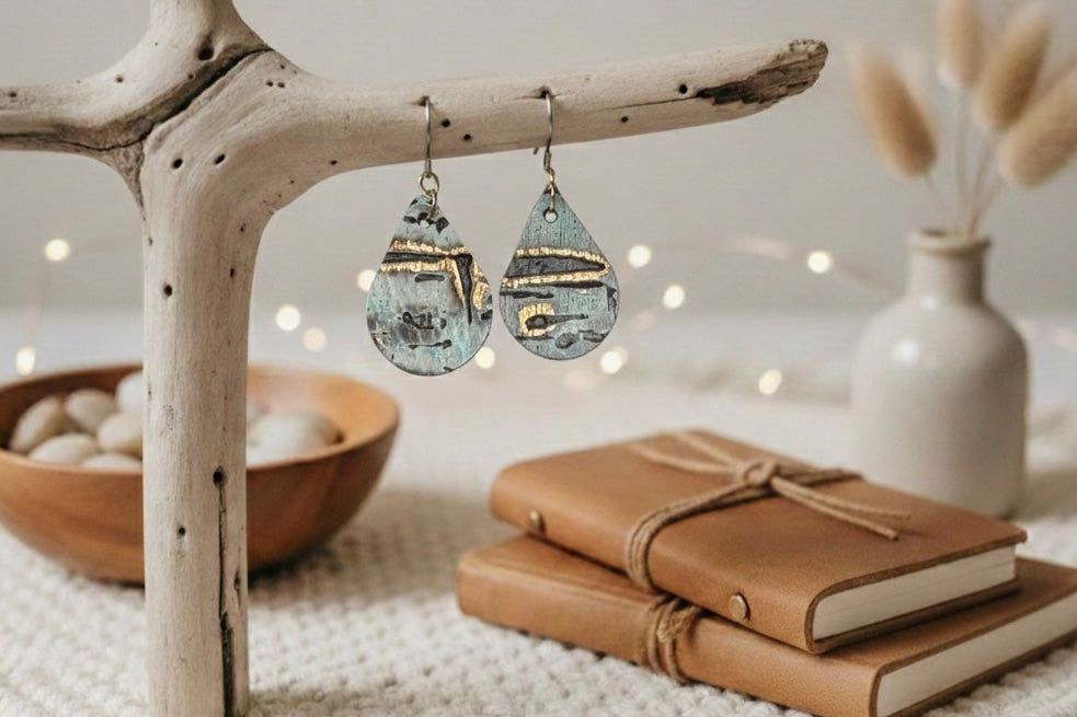 Leather Teardrop Turquoise Wildwood Earrings