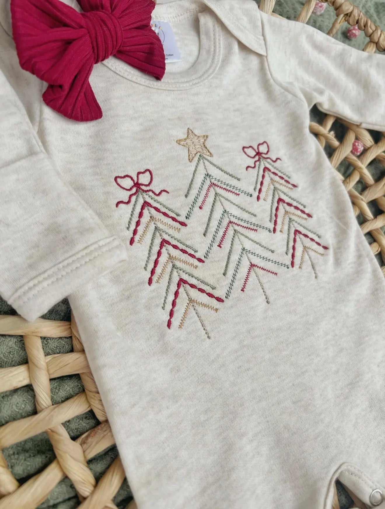 Oatmeal Baby Girl
Embroidered Christmas Tree Romper