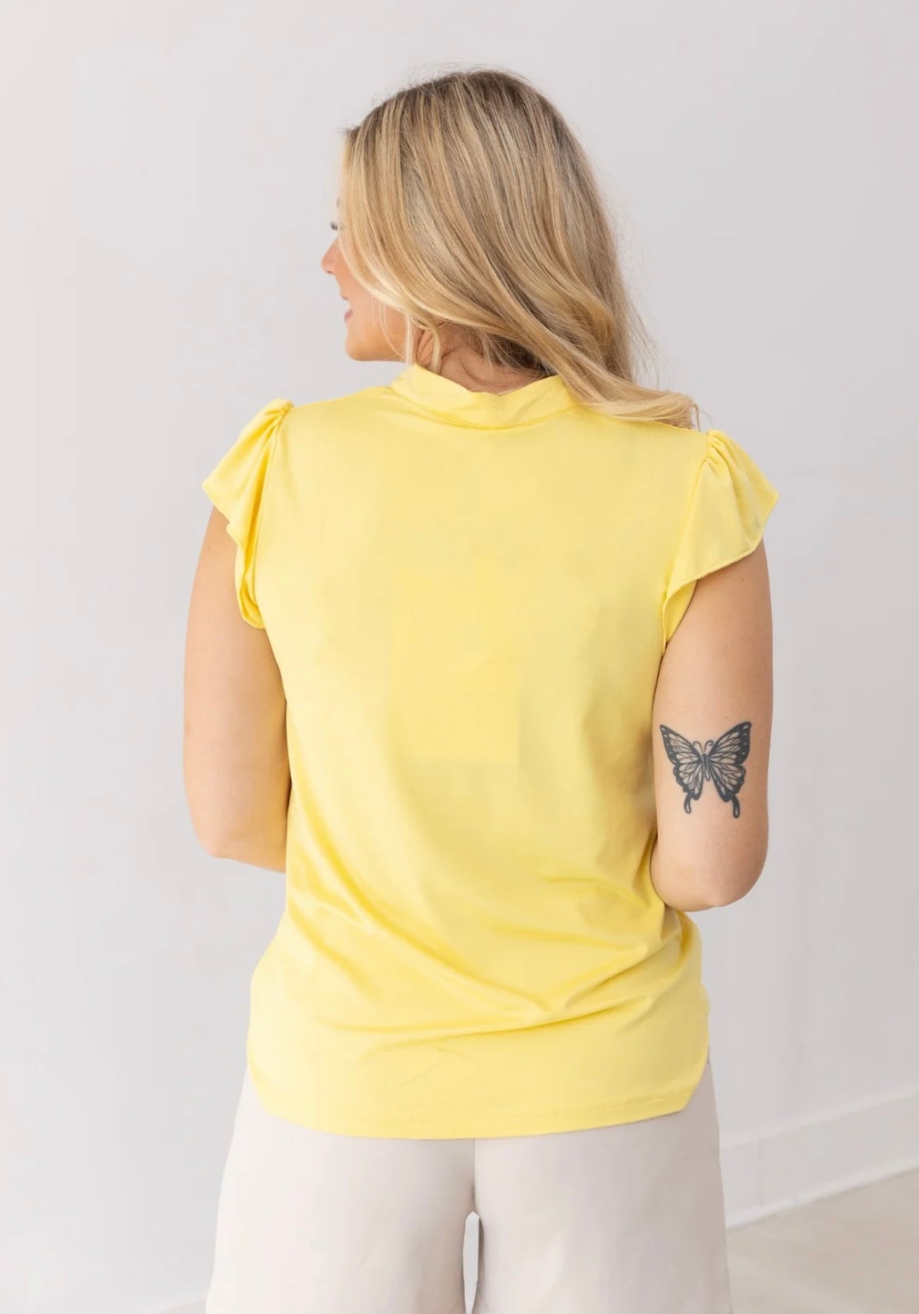 V-Neck Flutter Sleeve Top
