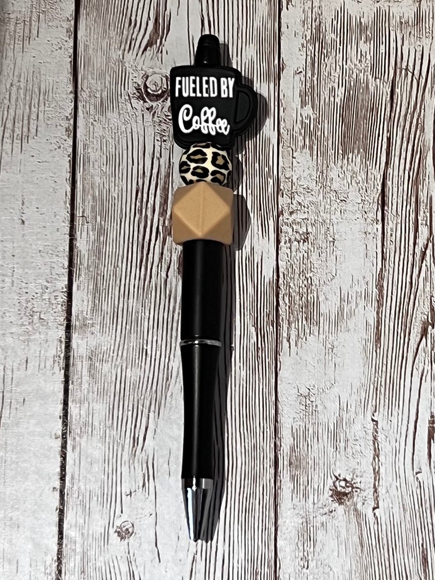 Fueled By Coffee Beaded Pen | Coffee Pen with Sayings | Beaded Coffee Pen | Custom Coffee Pen | Gift for Coffee Lovers | Coffee Gift Basket Ideas