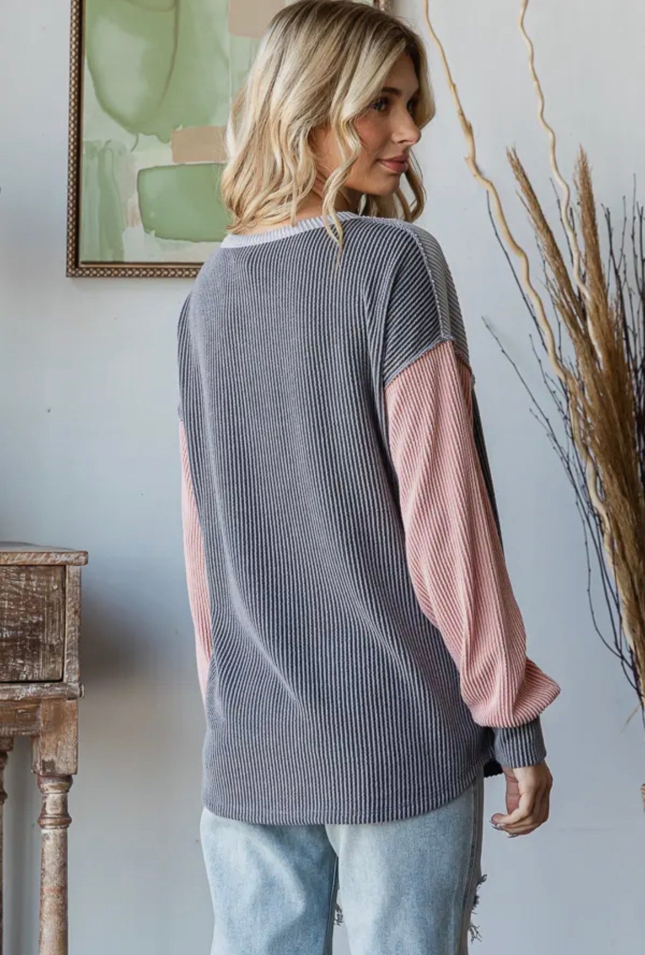 Women's Color Block Button Front Top