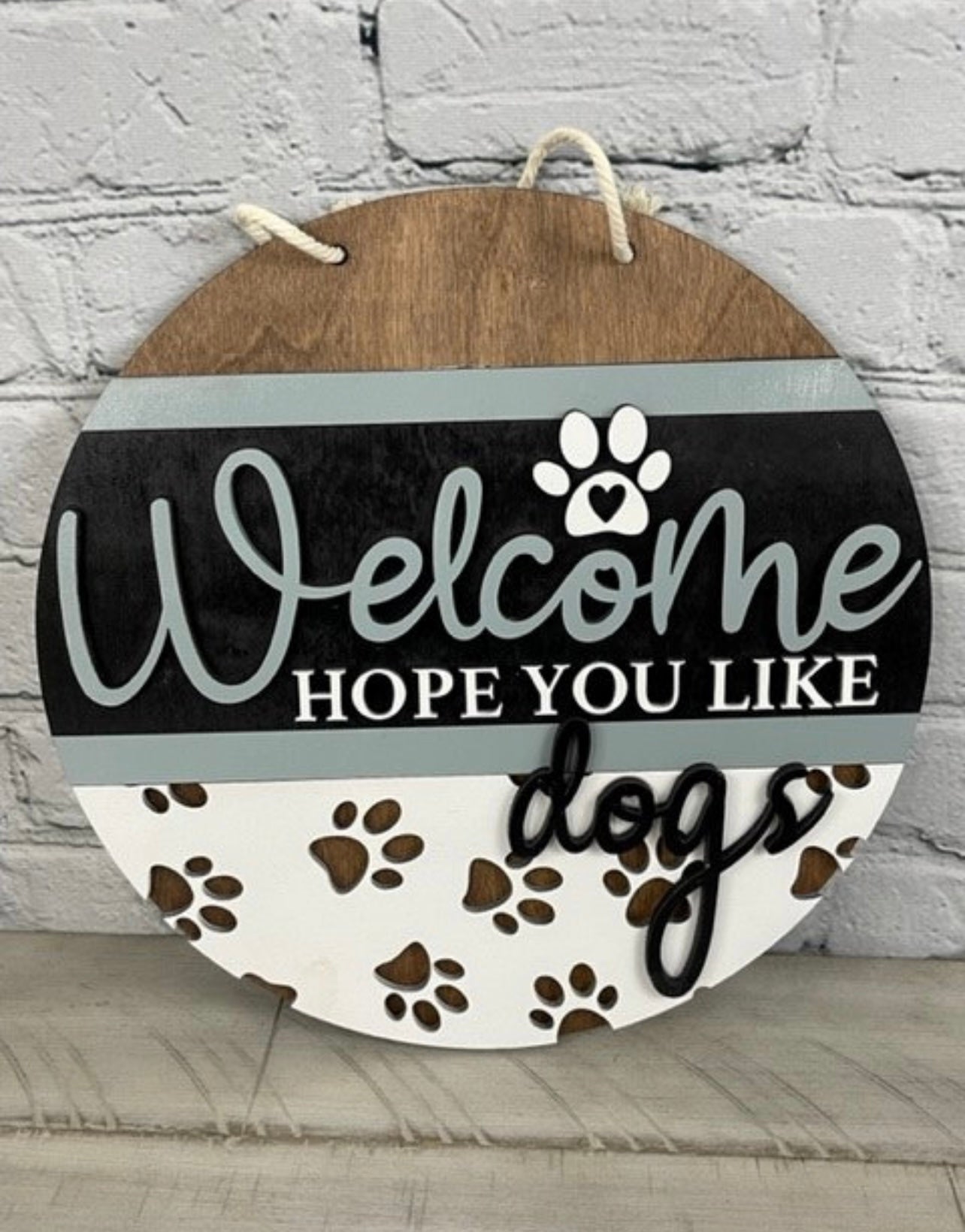 Welcome Hope You Like Dogs Door Hanger Front Door Sign, Welcome Pets Sign
