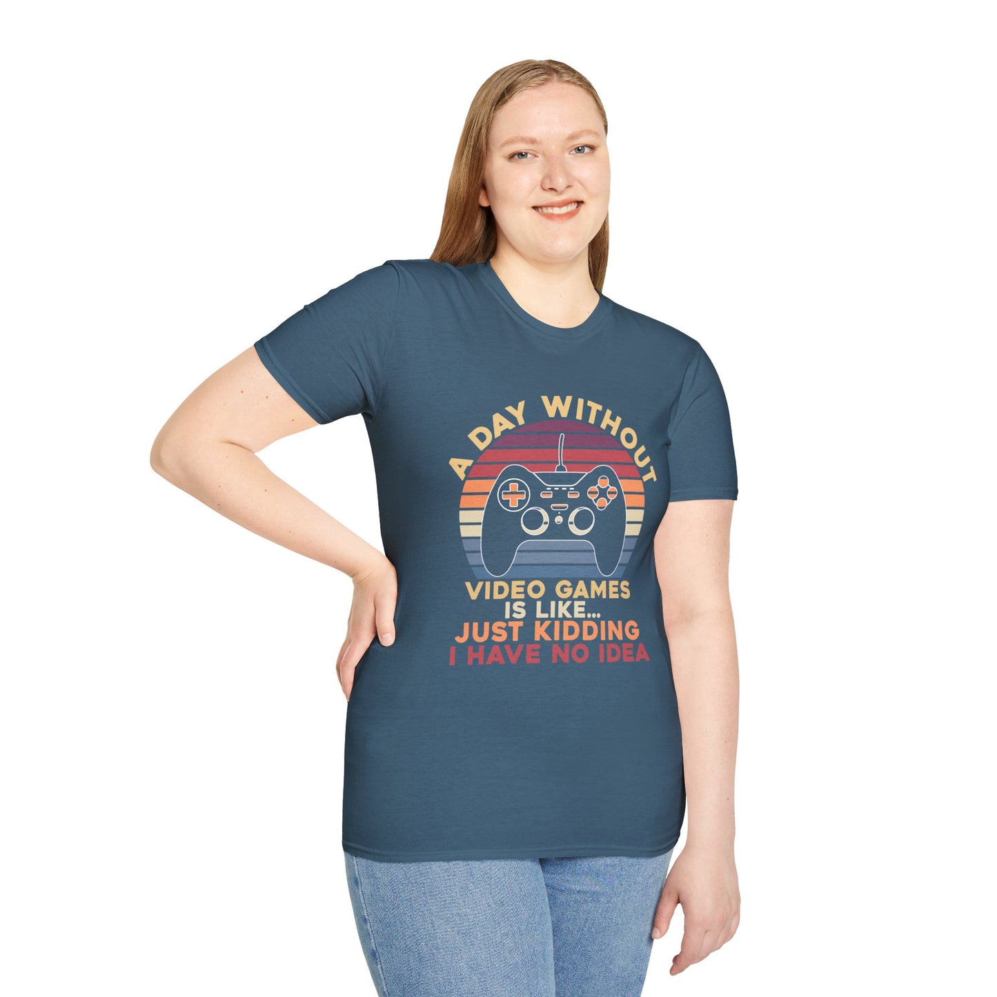 Funny Gamer T-Shirt - 'A Day Without Video Games' Unisex Softstyle Tee