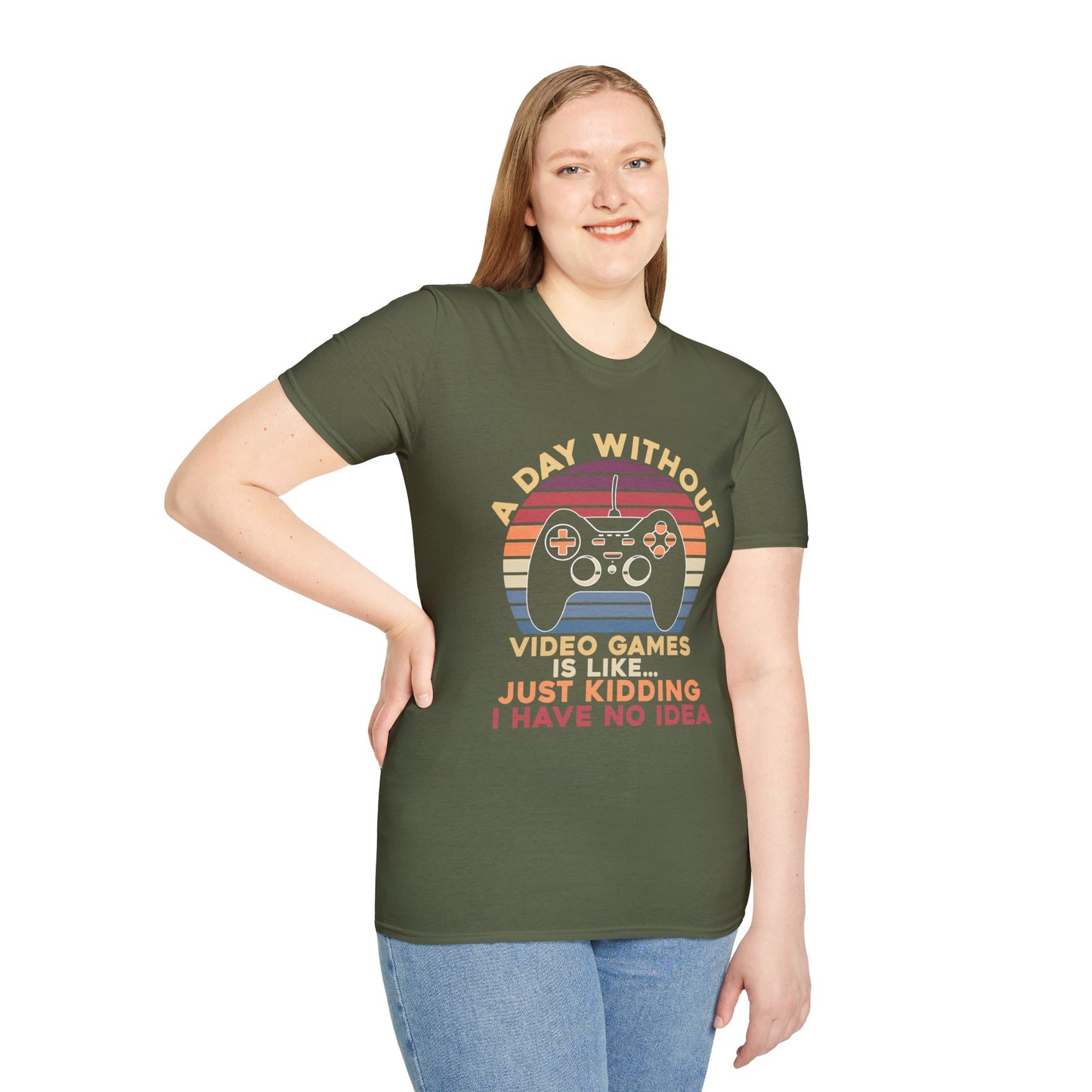 Funny Gamer T-Shirt - 'A Day Without Video Games' Unisex Softstyle Tee