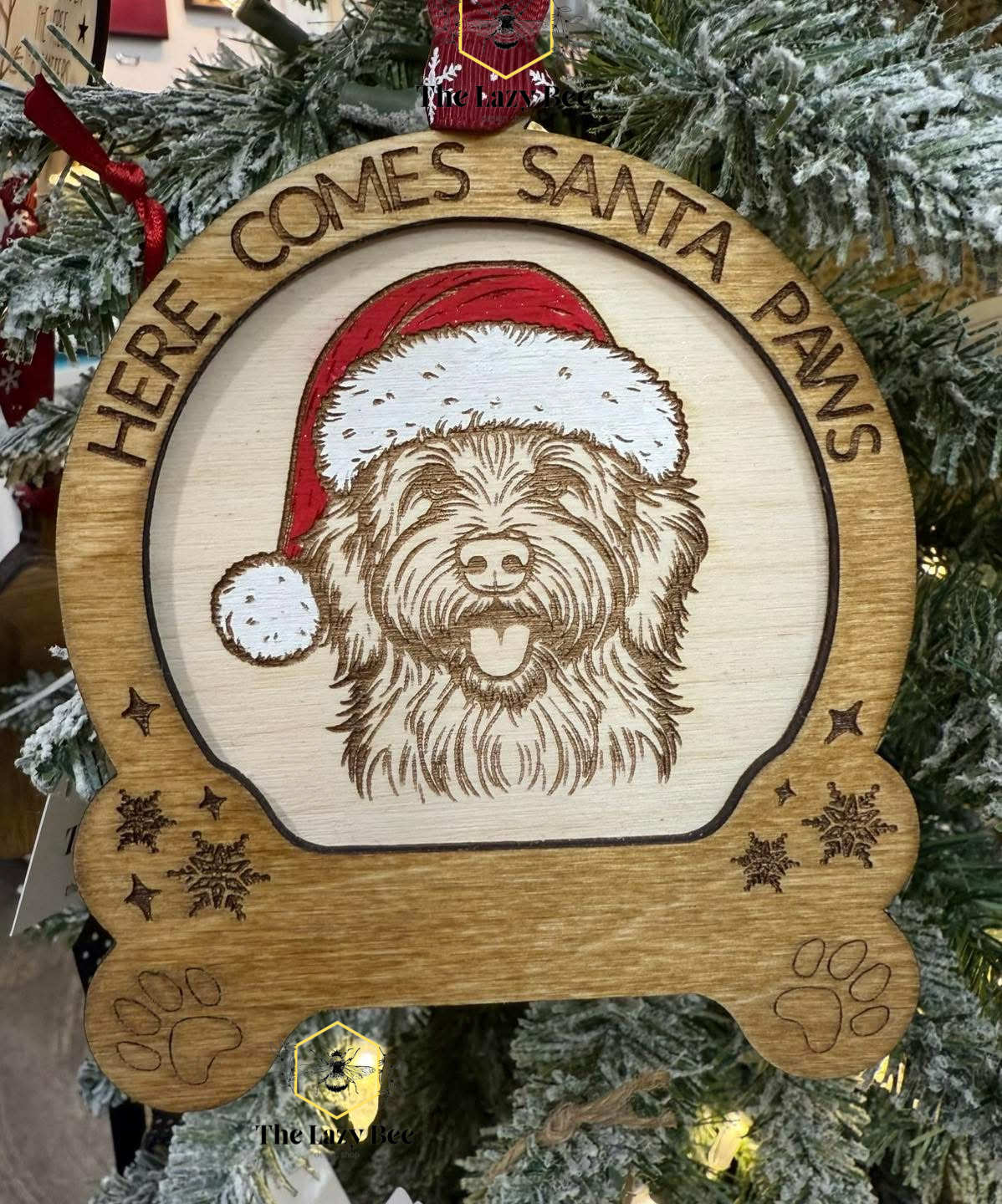 Here Comes Santa Paws Ornament -Customizable