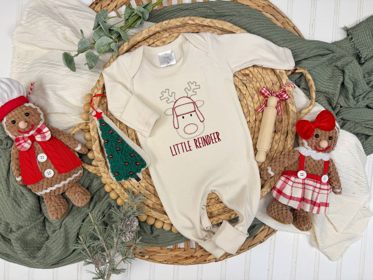 Little reindeer baby footie | Christmas baby outfit