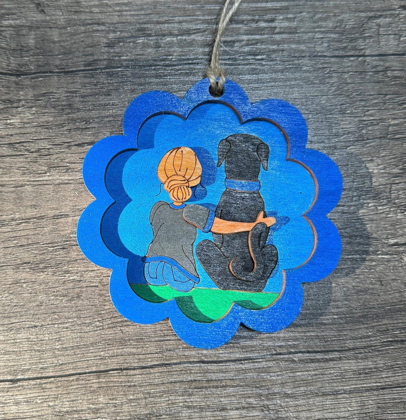 Girl And Her Dog Christmas Ornament-Customizable