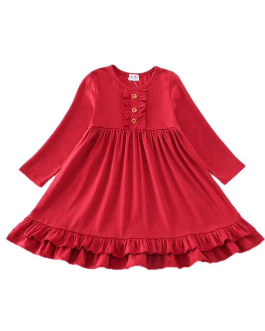 RED RUFFLE GIRL DRESS