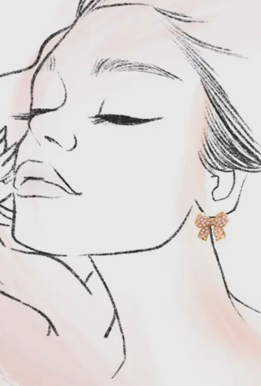 Mini Pearl Bow Ribbon Gold Earrings