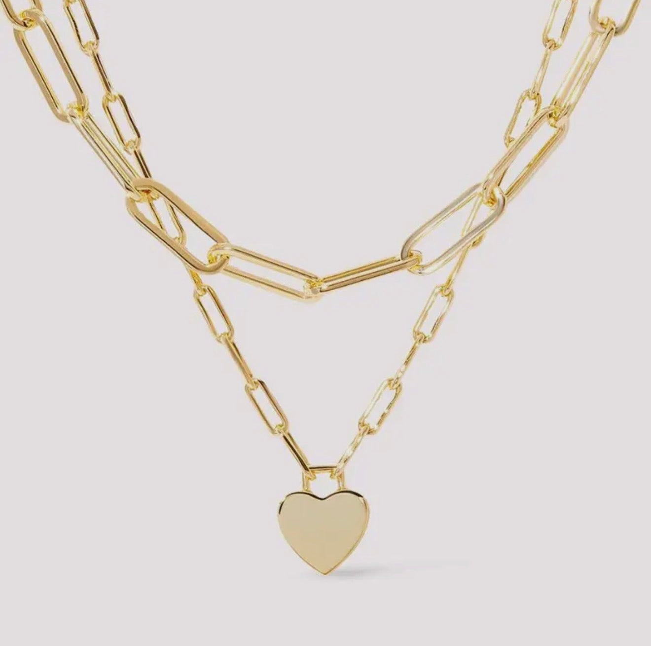 Gold MultiLayer Heart Charm Necklace