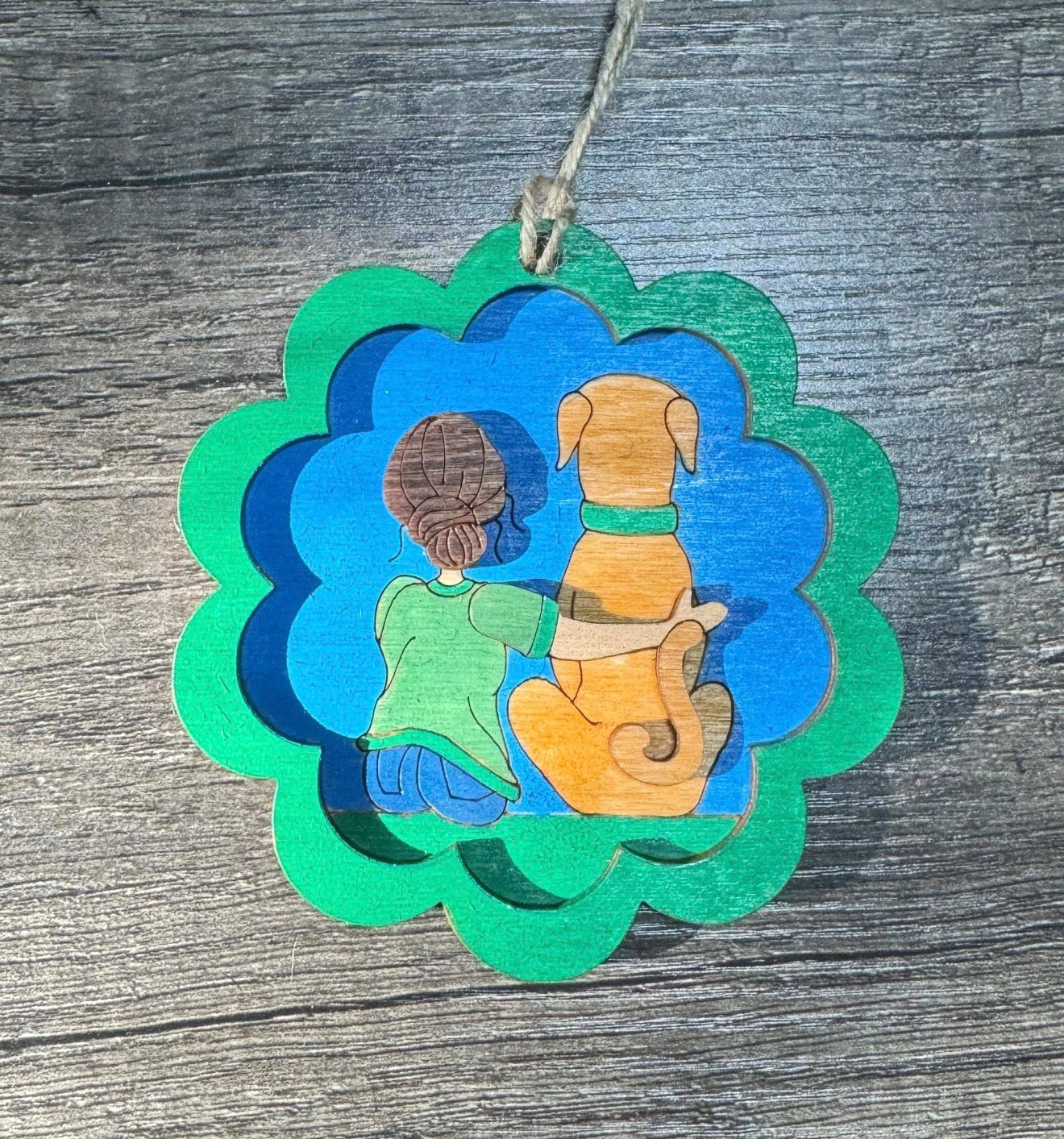 Girl And Her Dog Christmas Ornament-Customizable