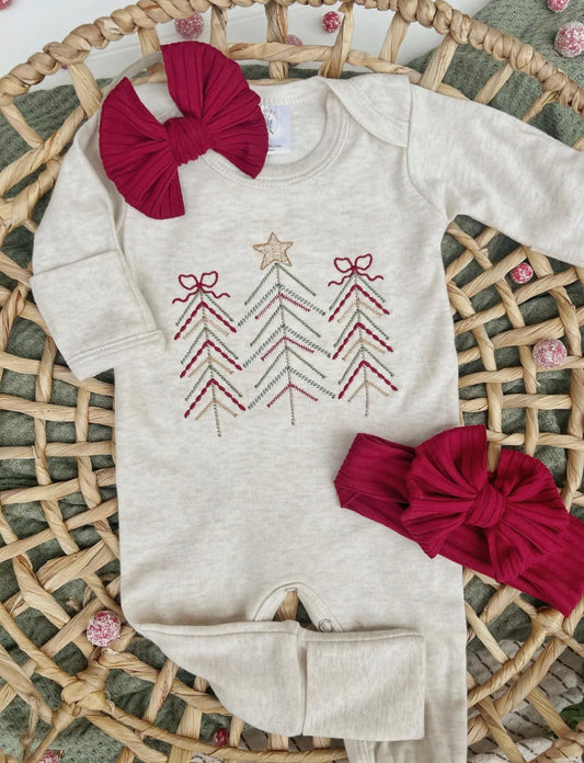 Oatmeal Baby Girl
Embroidered Christmas Tree Romper