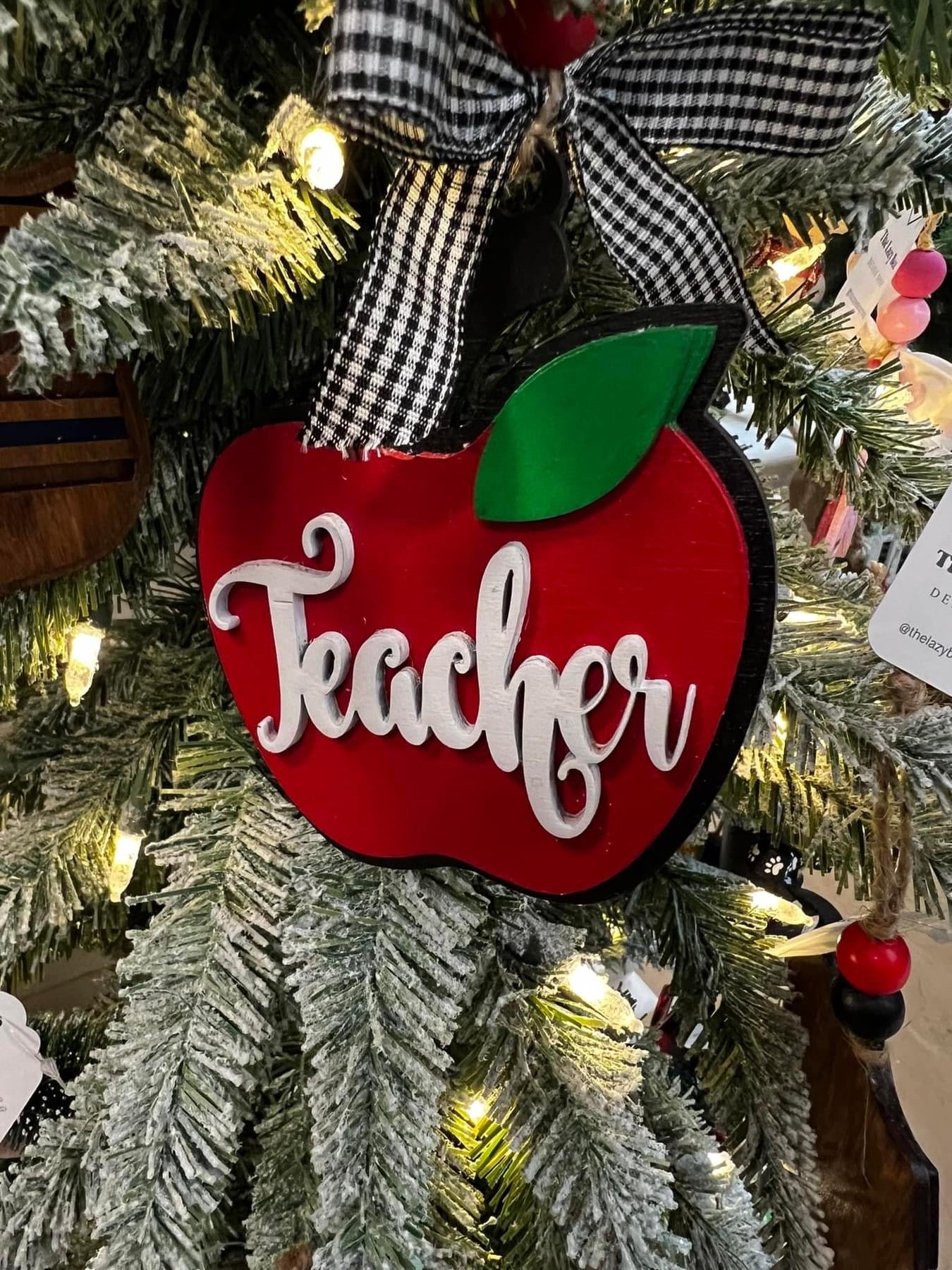 Teacher Apple Ornament | Personalized Teacher Christmas Ornament | Teacher Name Ornament | Teacher Christmas Gift | Teacher Appreciation Gifts