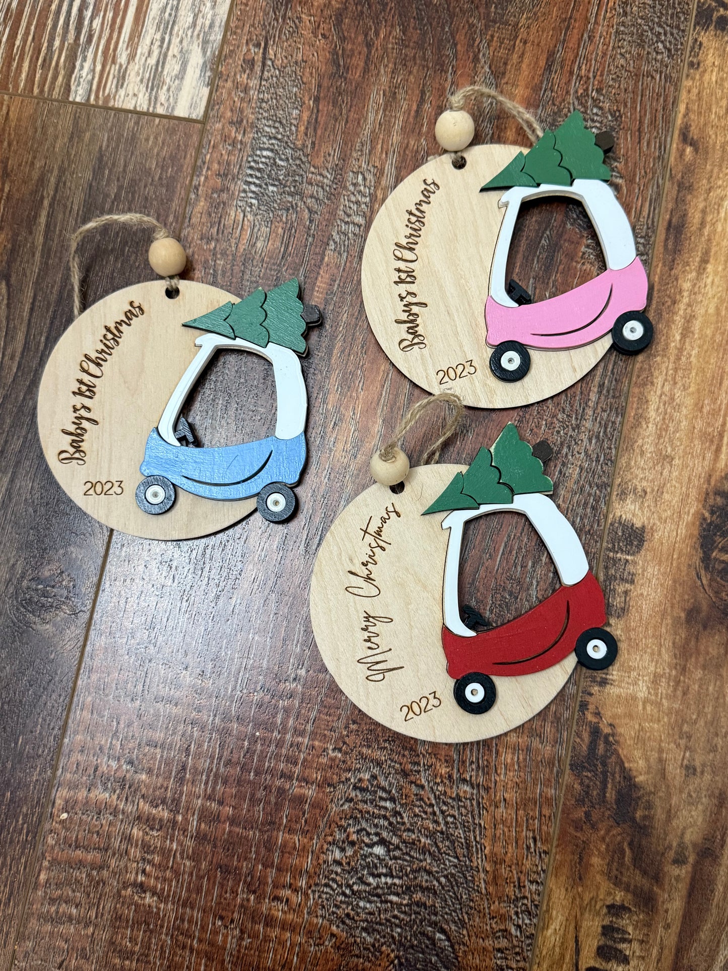 Custom Personalized Baby’s First Christmas Cozy Coupe Car Ornament