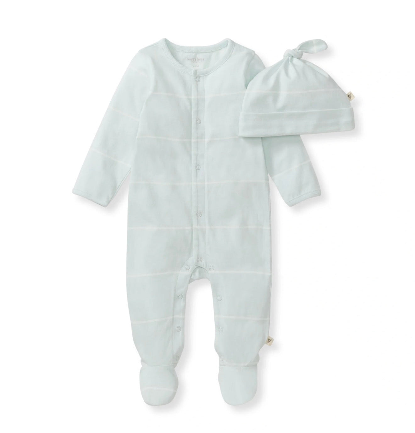 Burt's Bees Blue Stripe Jumpsuit & Hat Set