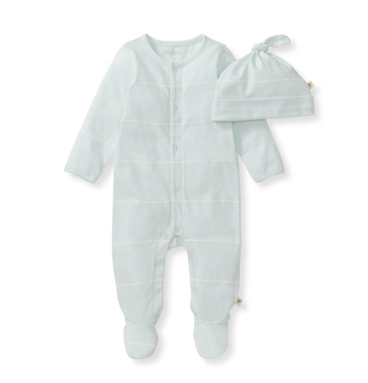 Burt's Bees Blue Stripe Jumpsuit & Hat Set