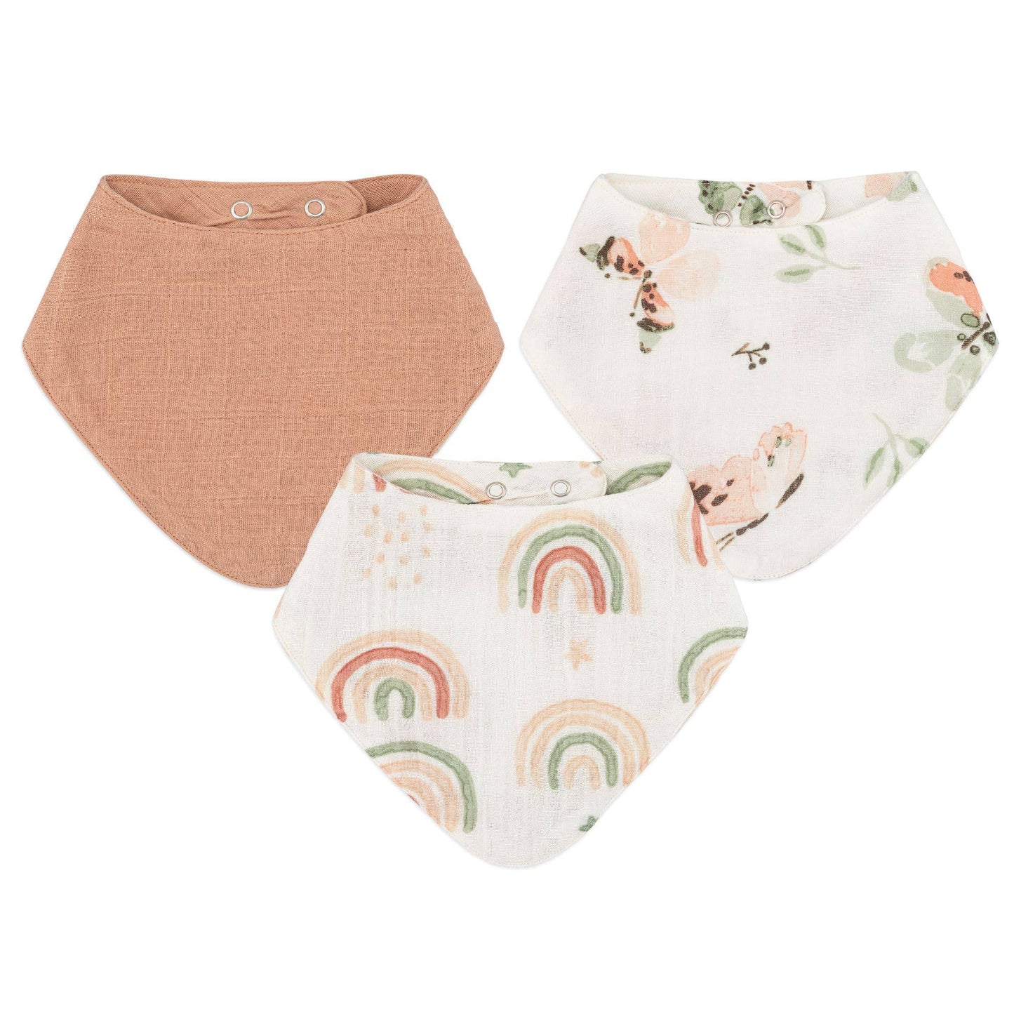 Parker 3-pc. Muslin Bib Set (Rainbow/Butterfly)