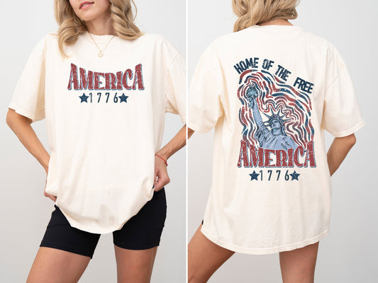 America, Home Of The Free, Statue of Liberty, USA, Patriotic, 1776, 4th Of July, Independence Day, Tshirt Comfort Colors T-Shirt
