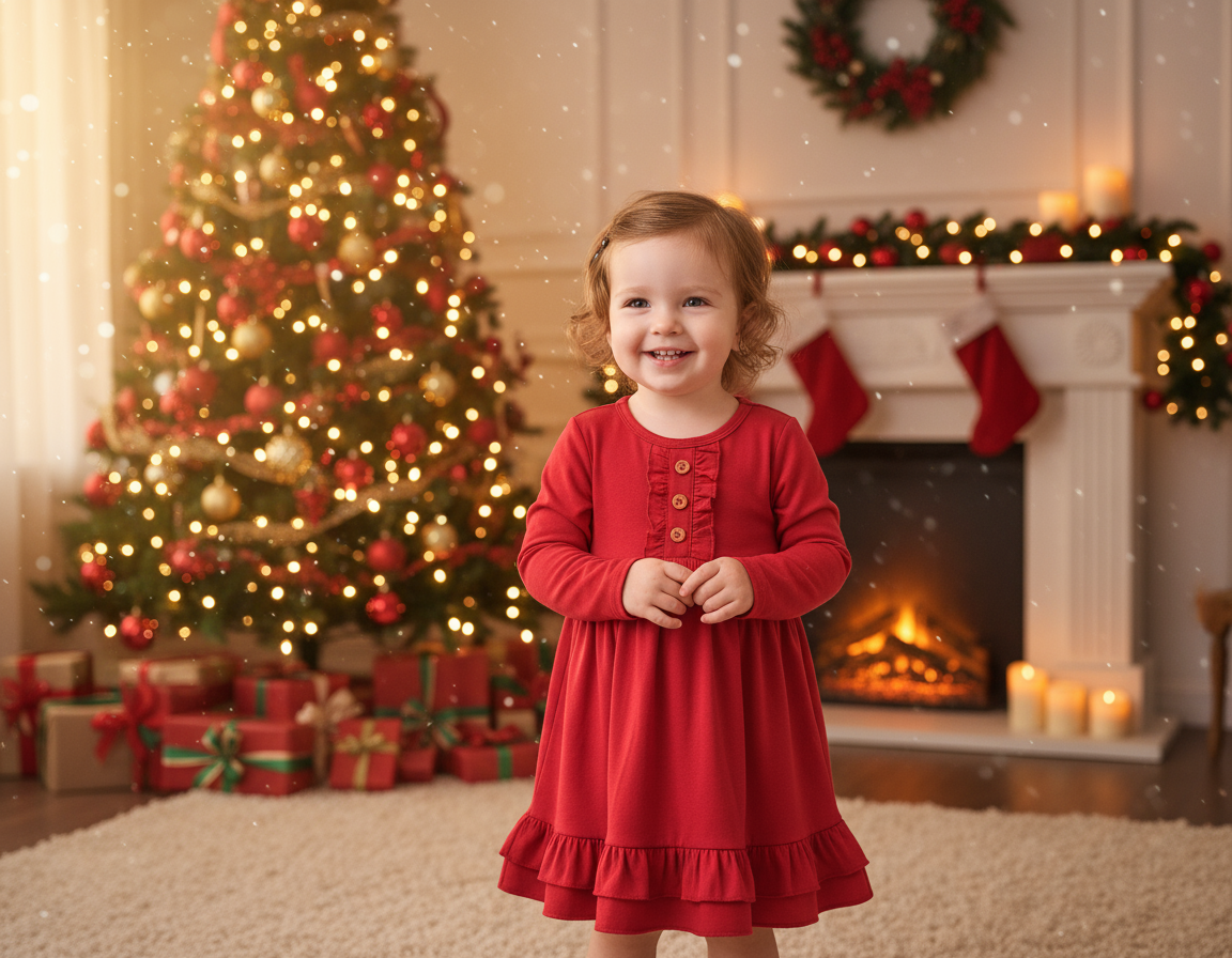 RED RUFFLE GIRL DRESS