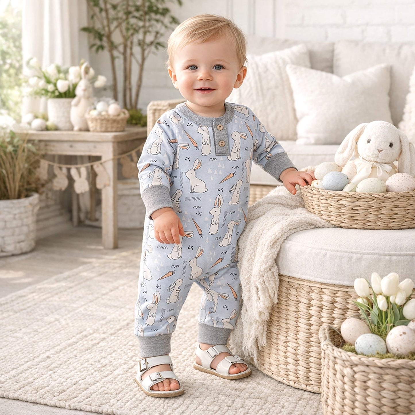 Cottontail Crew Bamboo Henley Easter Romper for Baby