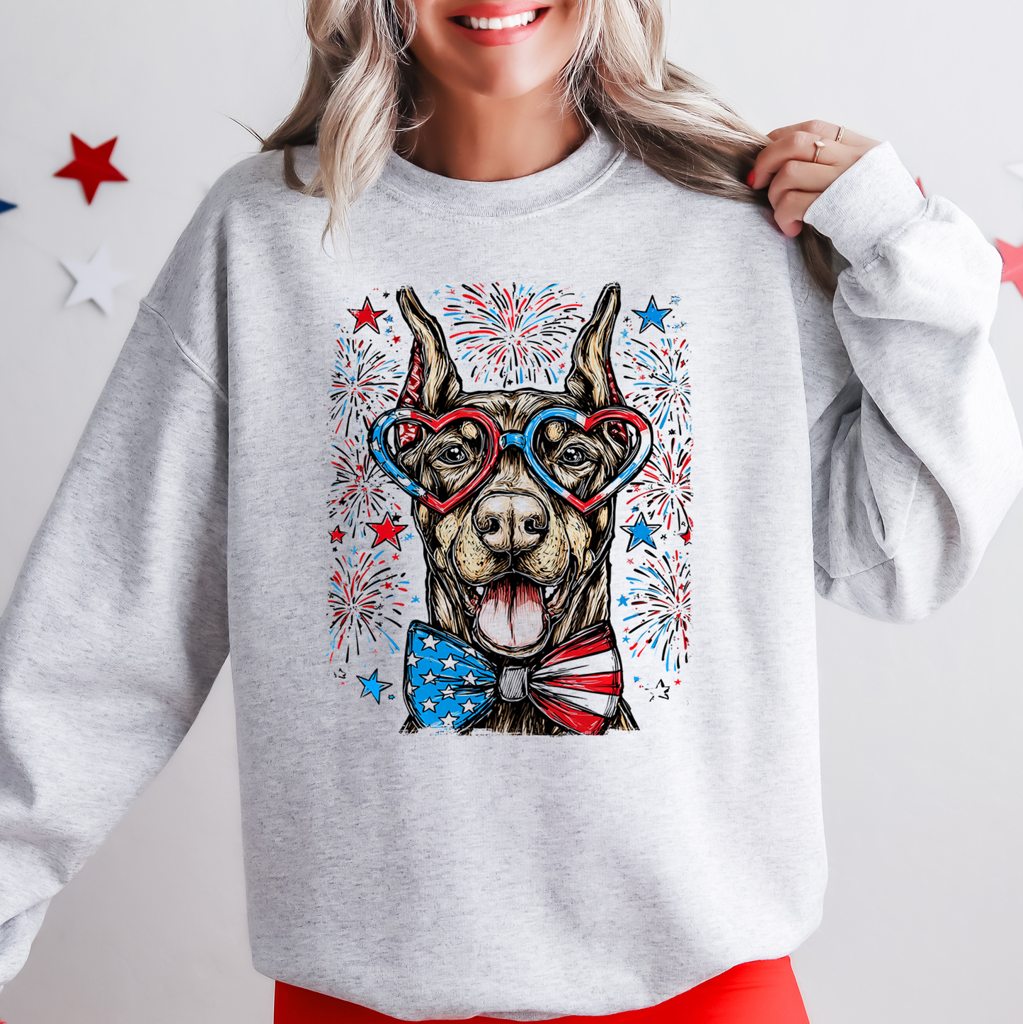 Doberman Patriotic Dog, USA, America, Pet Lover, 4th of July Sweatshirt
