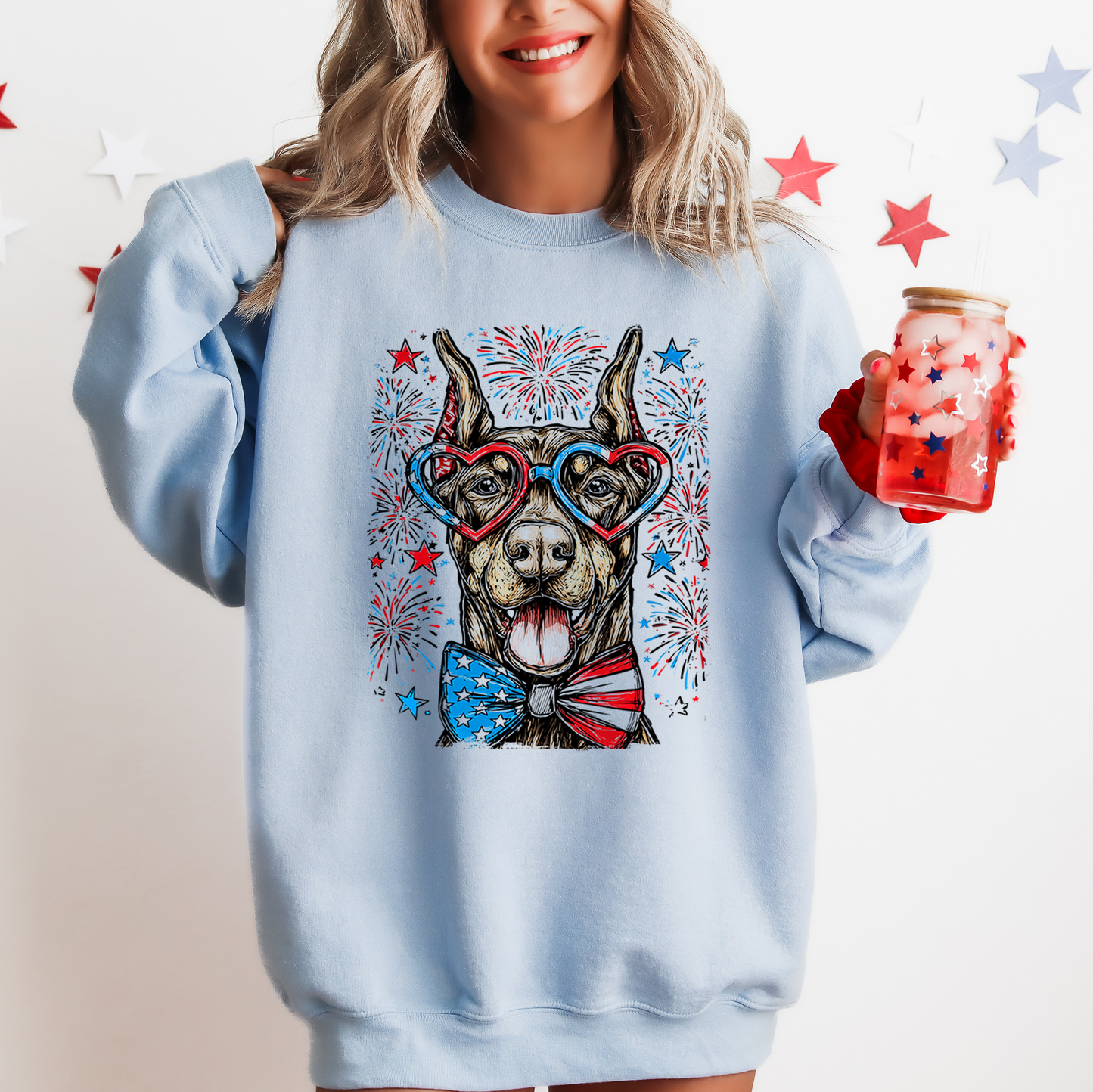 Doberman Patriotic Dog, USA, America, Pet Lover, 4th of July Sweatshirt