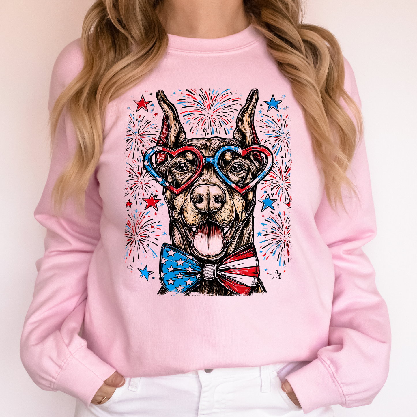 Doberman Patriotic Dog, USA, America, Pet Lover, 4th of July Sweatshirt