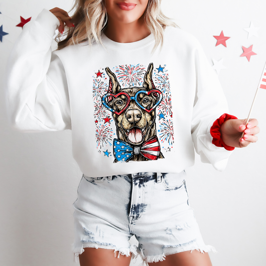 Doberman Patriotic Dog, USA, America, Pet Lover, 4th of July Sweatshirt
