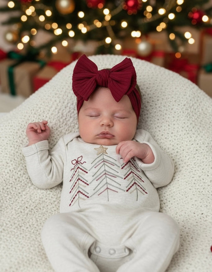 Oatmeal Baby Girl
Embroidered Christmas Tree Romper