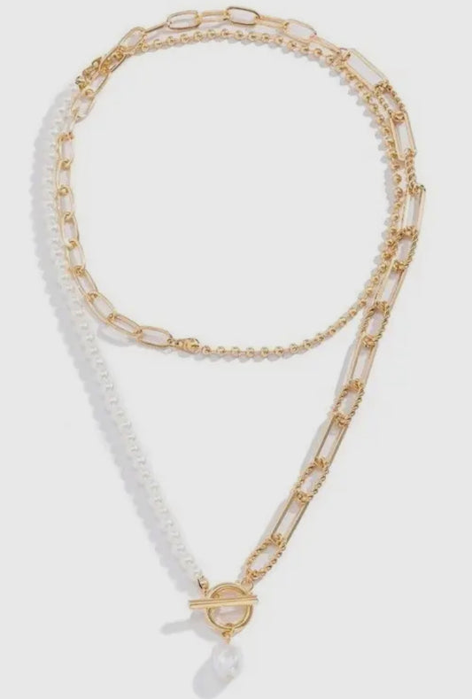 Pearl Mix Double Layer Toggle
Necklace