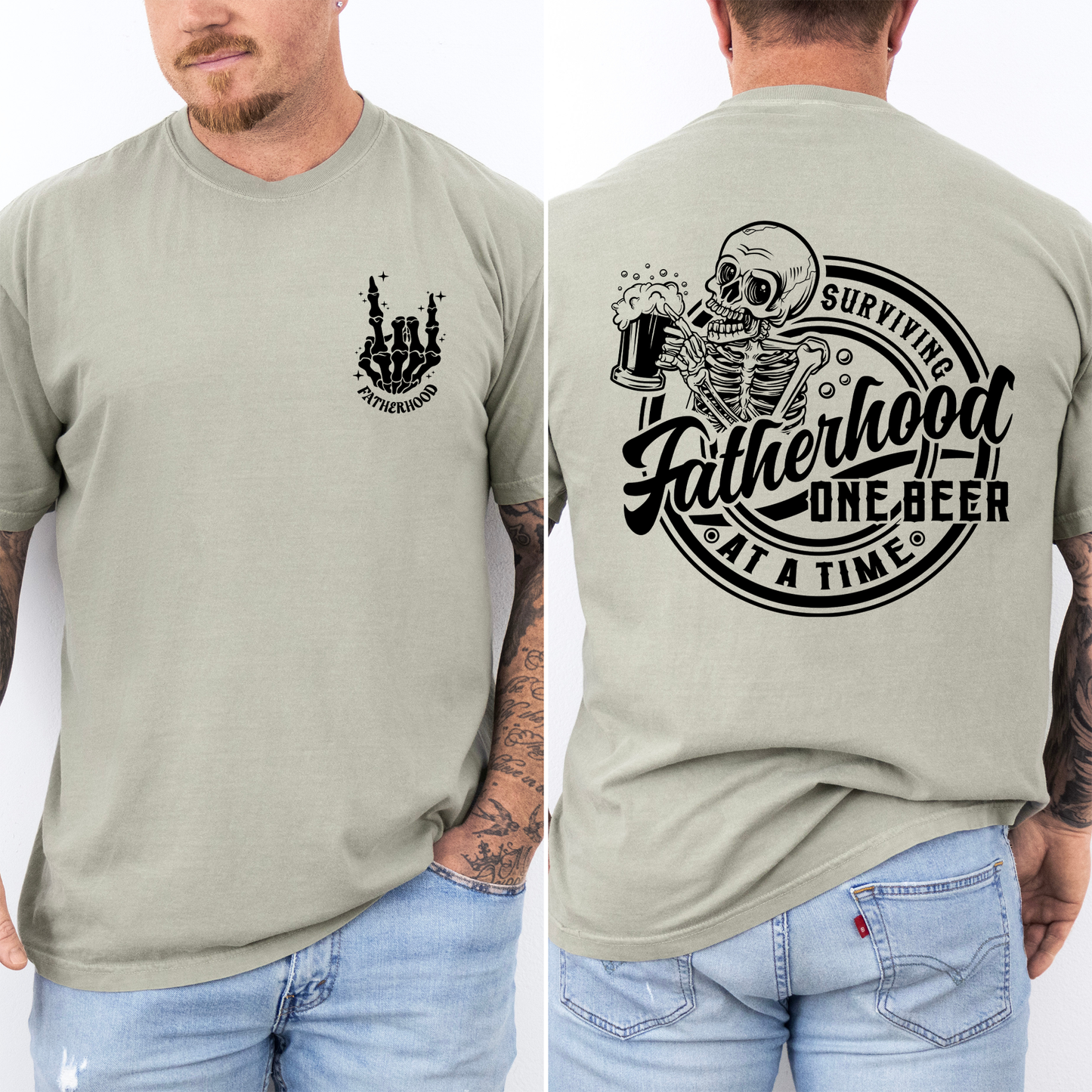 Fatherhood, One Beer At A Time, Skeleton, Funny, Brother, Father's Day, Husband, Guy Gift, Comfort Colors T-Shirt