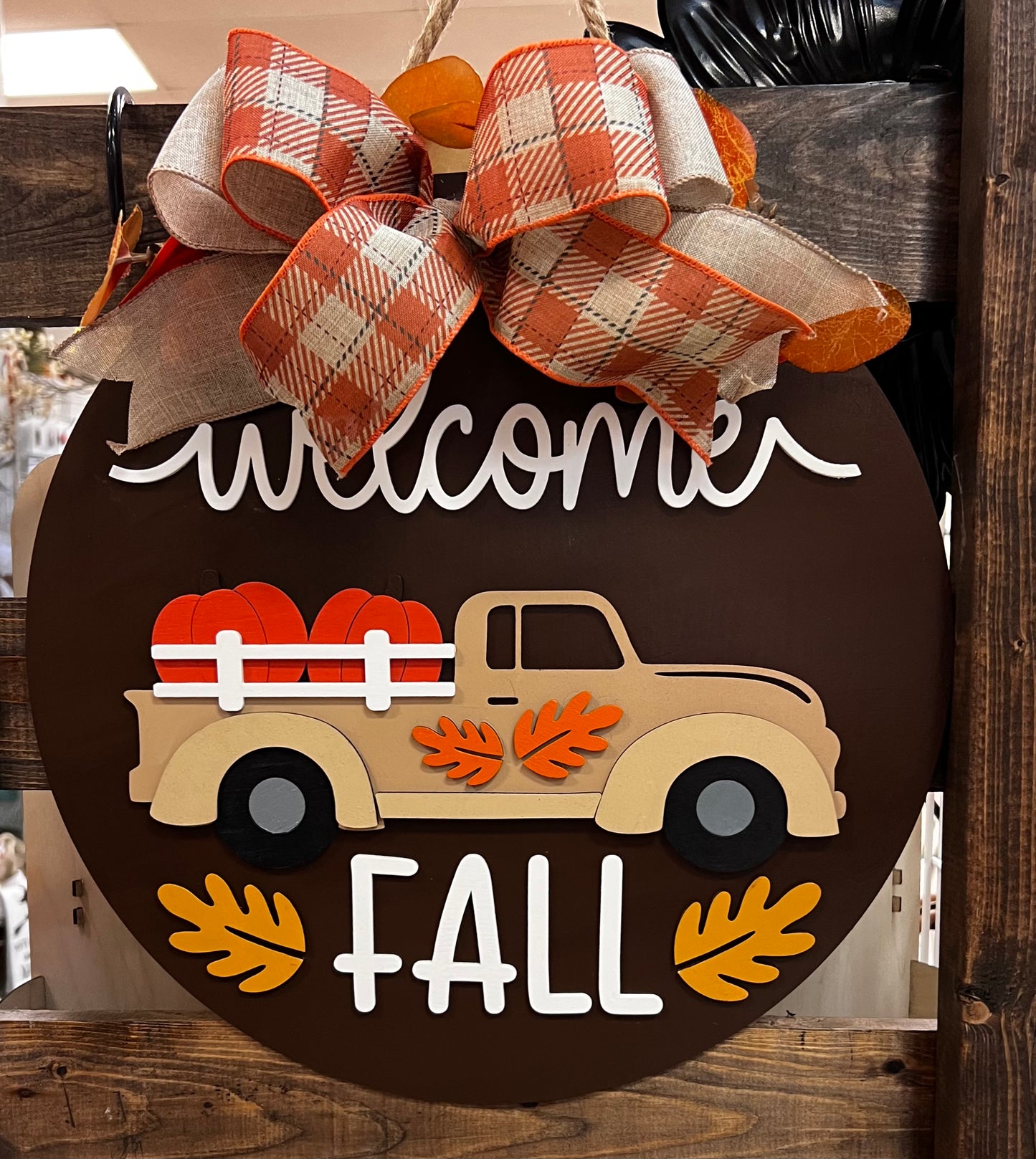 3D Hello Fall Door Hanger, Fall Decor, Rustic Truck Decor, Farmhouse Decor