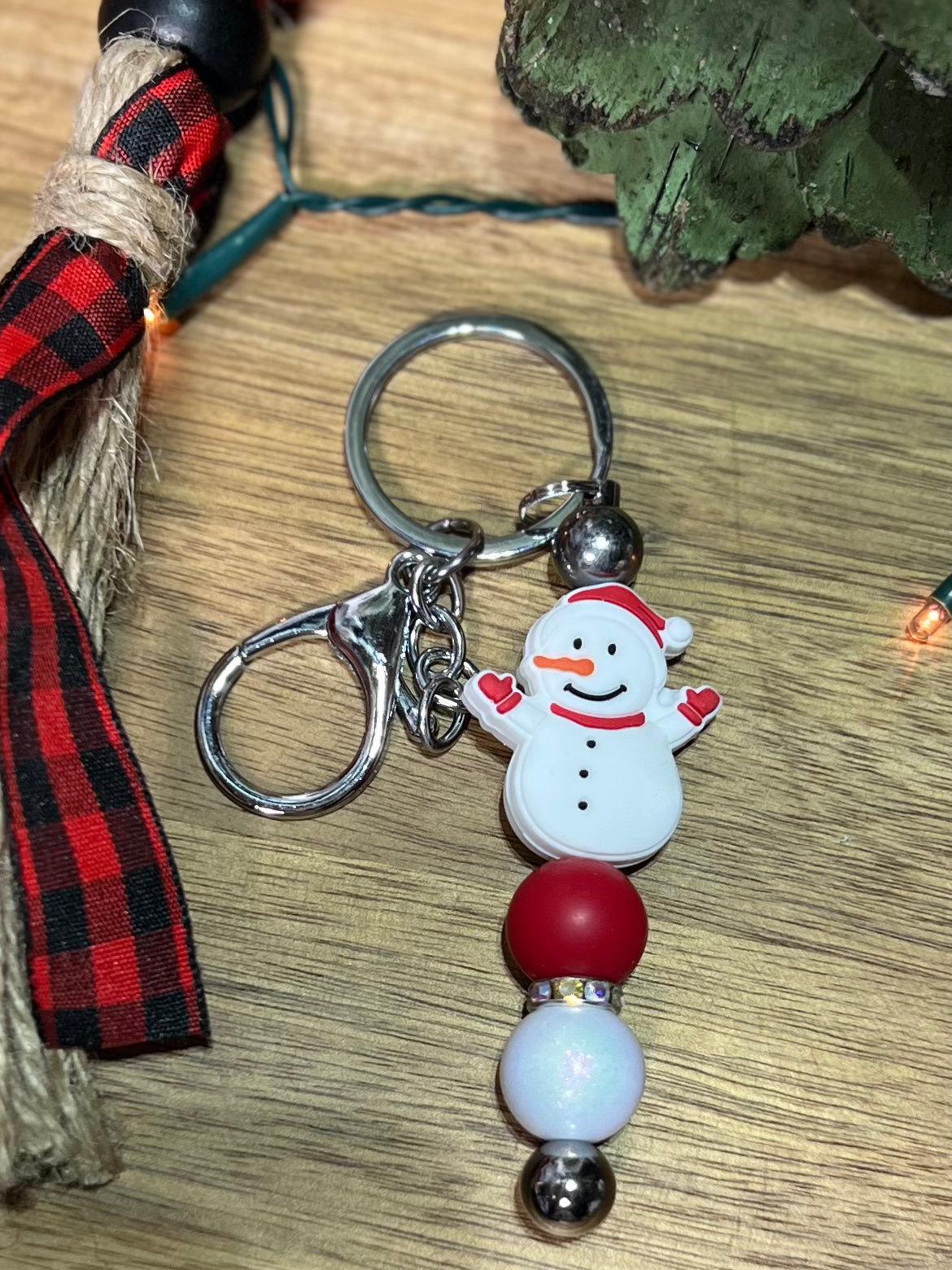 Beaded Keychain | Holiday Festive Keychain | Silicone Chunky Bead Keychain | Keyring | Beaded Keyring | Keyfob