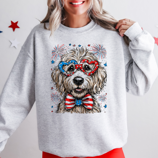Golden Doodle Patriotic Dog, USA, America, Pet Lover, 4th of July Sweatshirt