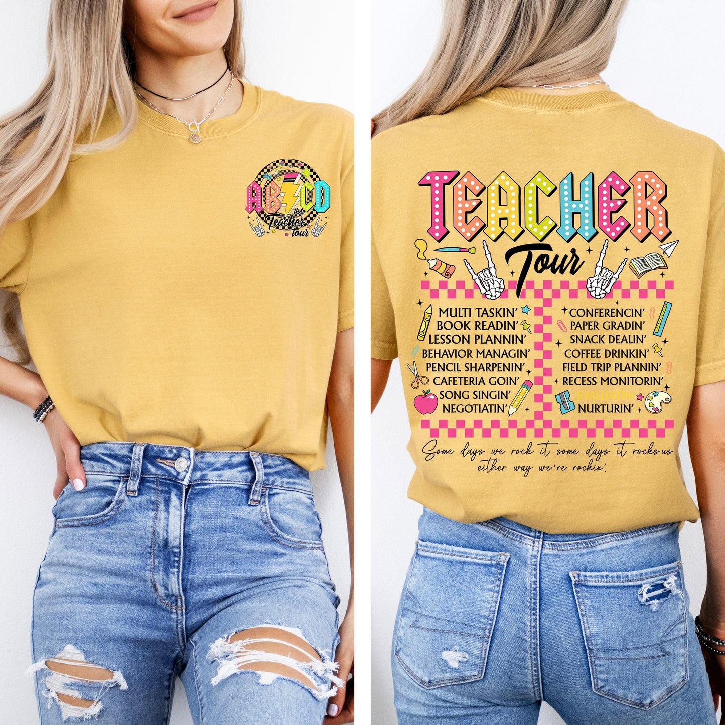 Teacher Tour, Back to School, Retro, Front and Back, First Day of School, Cute, Teacher Appreciation, Coquette, Comfort Colors T-Shirt