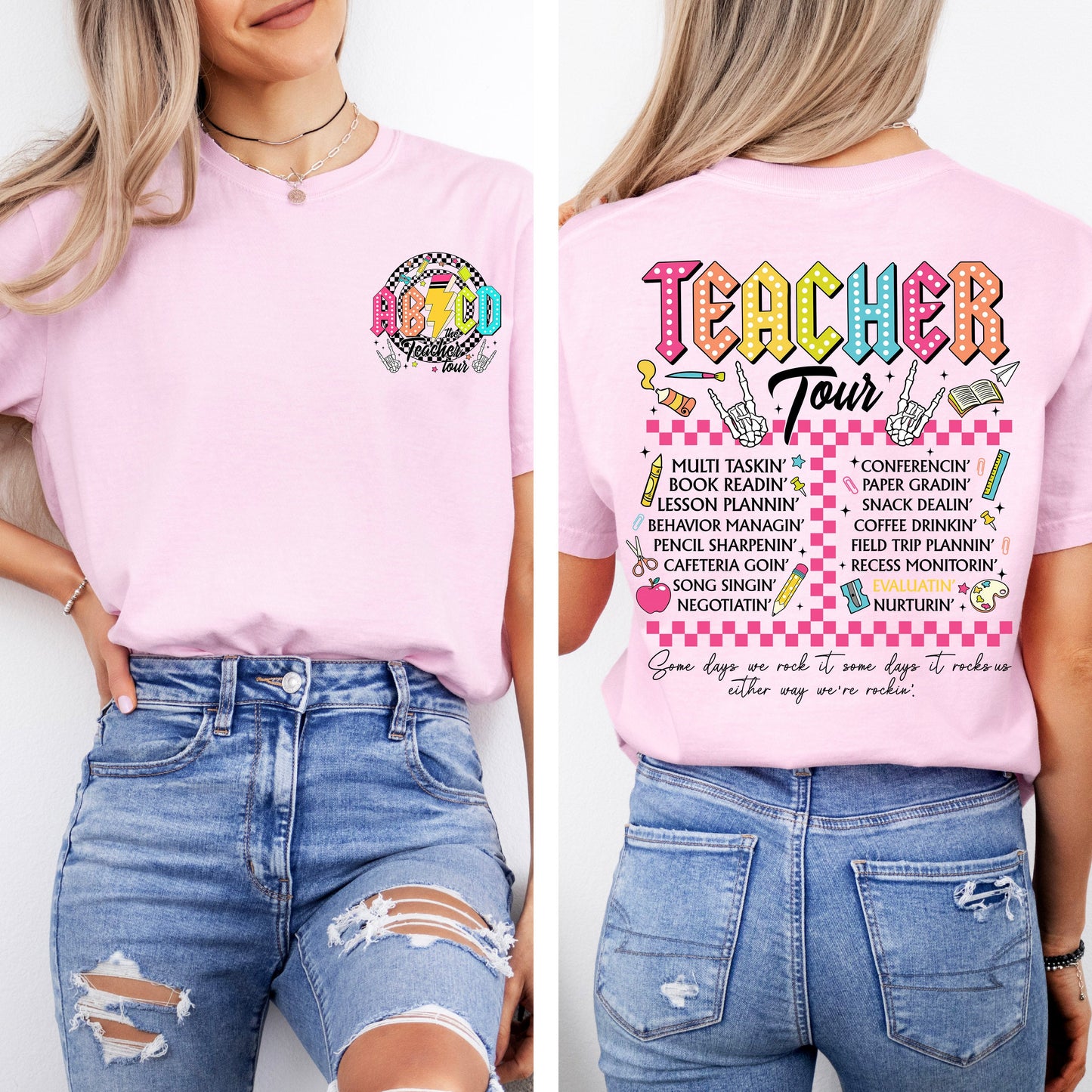 Teacher Tour, Back to School, Retro, Front and Back, First Day of School, Cute, Teacher Appreciation, Coquette, Comfort Colors T-Shirt