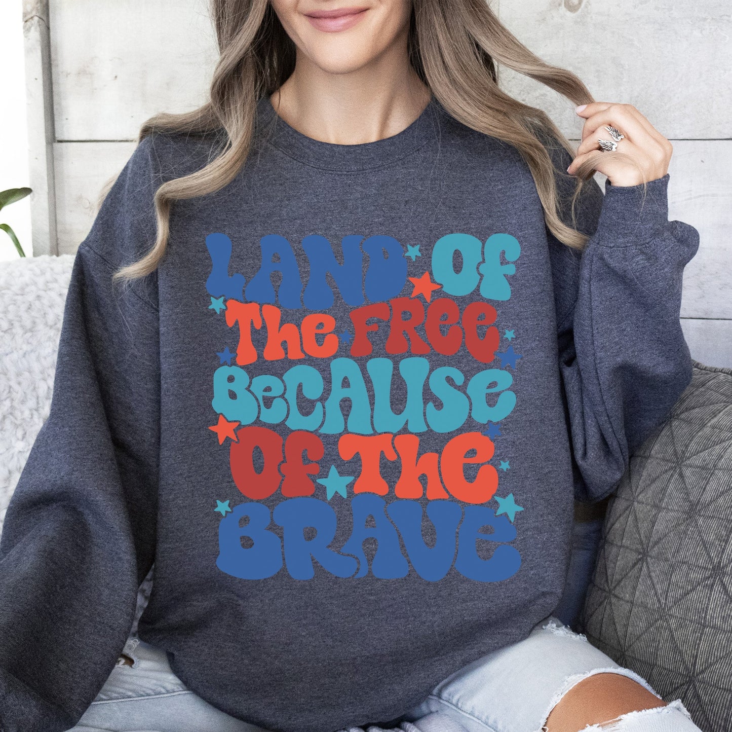 Land Of The Free, American Babe, 4th of July Sweatshirt